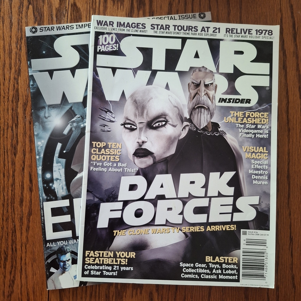 RARE Collectible Star Wars Insider Magazines Oct/Nov 2007 And Oct/Nov 2008